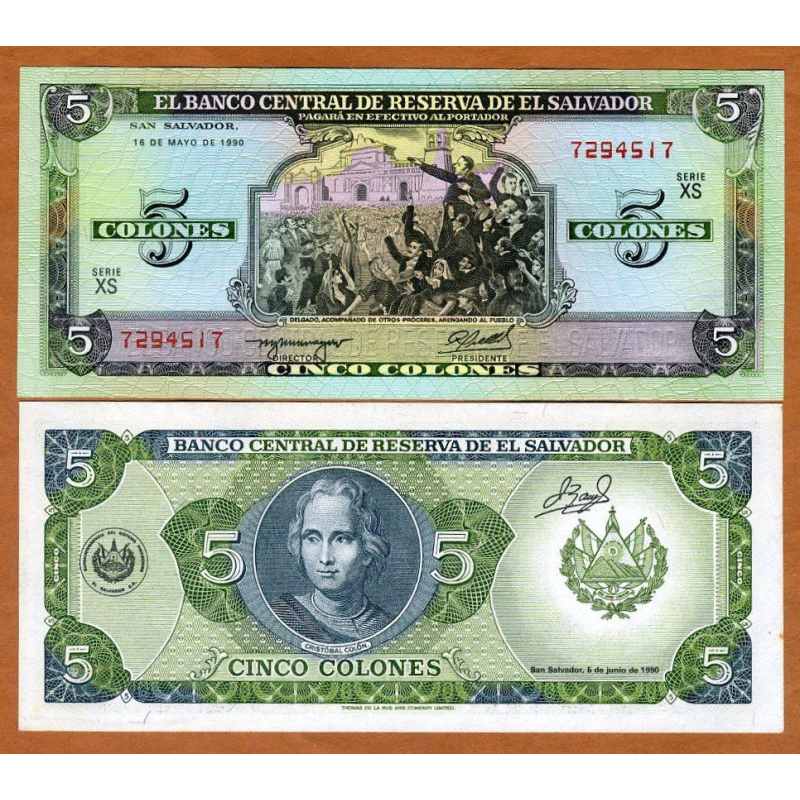 Сальвадор / El Salvador 5 Colon 1990 Pick 138 UNC