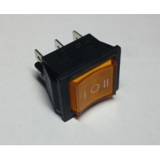Перемикач широкий з підсвічуванням IRS-203-1C ON-OFF-ON 6-контактний, 15A, 220V, жовтий