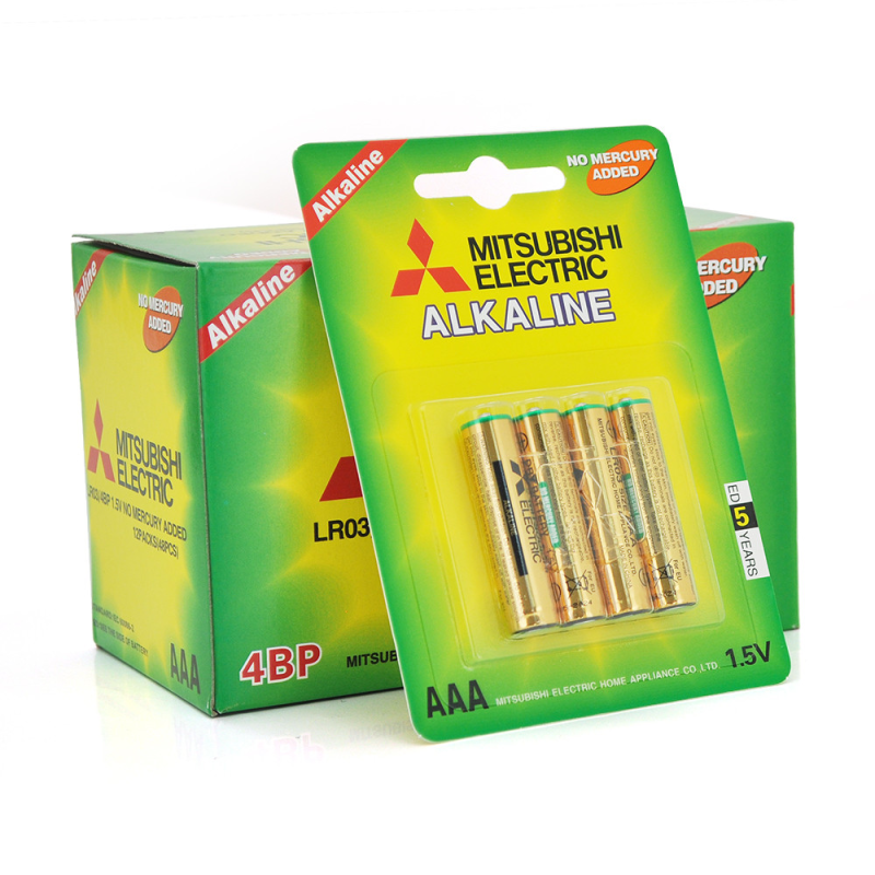 Лужна Батарейка MITSUBISHI 1.5 V AAA/LR03, 4pcs/card, 48pcs/inner box, 576pcs/ctn (комплект 4шт)