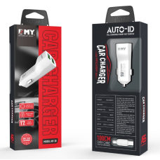 Автомобільна зарядка 2 в 1 АЗУ With Cable Iphone DC12-24V MY-30, 2 x USB, 5V/12W, Output: 5V/2.4 A, White, Bli