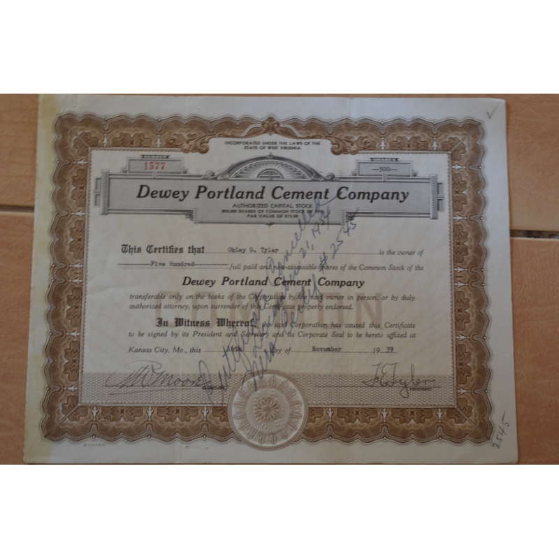 Акція. США. 1939 рік №1577 (3.17) Акція. США. 1939 рік №1577 (3.17)