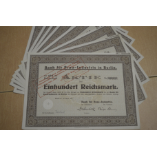 Акція. Німеччина. Bank fur Brau-Industrie in Berlin --100reichmark 1933 рік aUNC-UNC (5 - 8)
