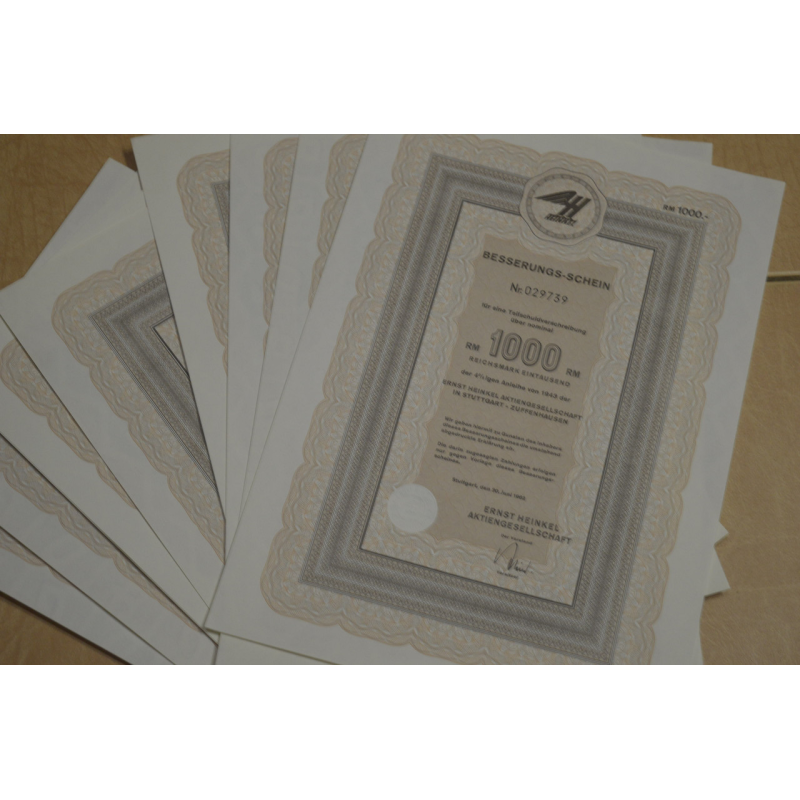 Акція. Німеччина. Besserungs-Schein 1000 Reichmark 1943 рік aUNC-UNC (5 - 28) Акція. Німеччина. Besserungs-Schein 1000 Reichmark 1943 рік aUNC-UNC (5 - 28)