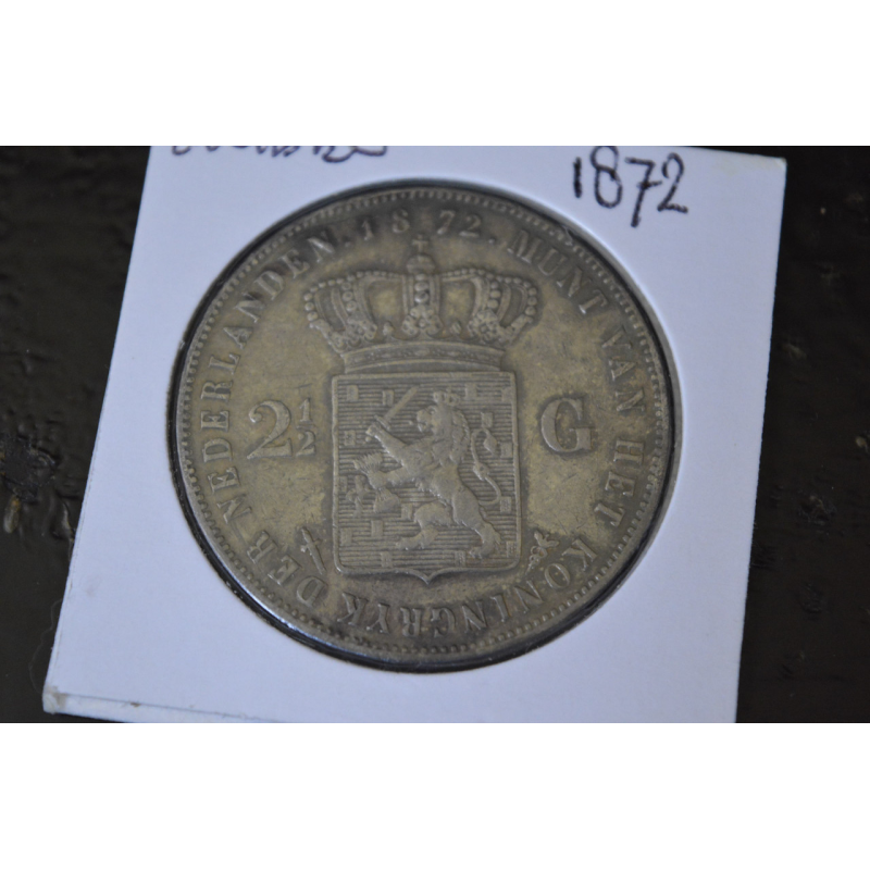 Нідерланди 2 1/2 гульдена 1872р срібло. Нідерланди 2 1/2 гульдена 1872р срібло.