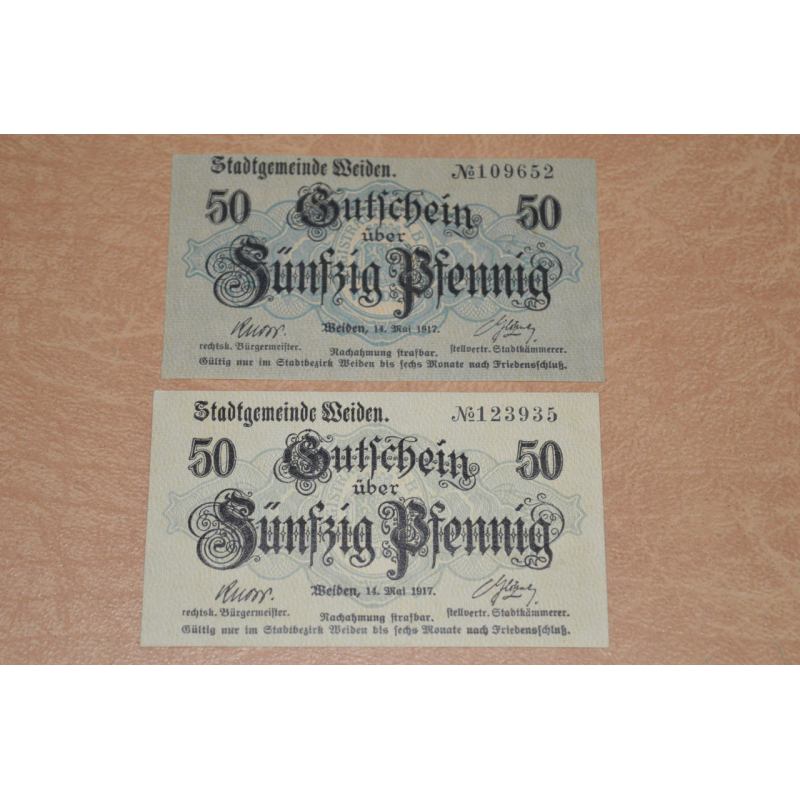 НІМЕЧЧИНА Нотгельд 50 pf 1917 WEIDEN ( 1 ) НІМЕЧЧИНА Нотгельд 50 pf 1917 WEIDEN ( 1 )
