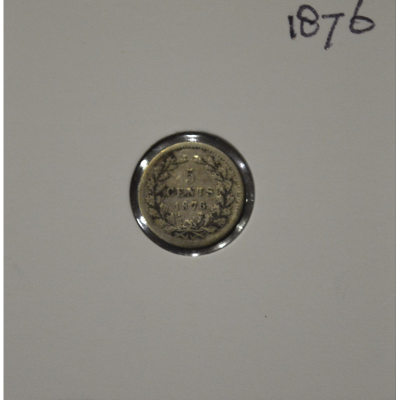 Нідерланди 5 центів 1876 р., “Король Віллем III (1849-1890) (в холдере) Нідерланди 5 центів 1876 р., “Король Віллем III (1849-1890) (в холдере)