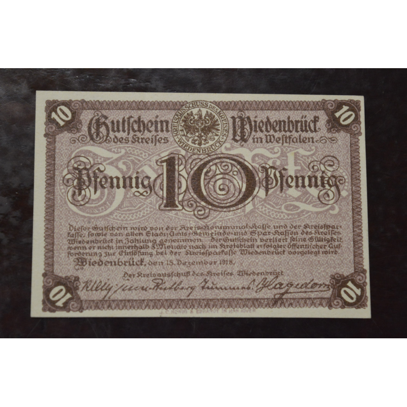 Німеччина Нотгельд Wiedenbruck 10 Pf 1918 ( 2) Німеччина Нотгельд Wiedenbruck 10 Pf 1918 ( 2)