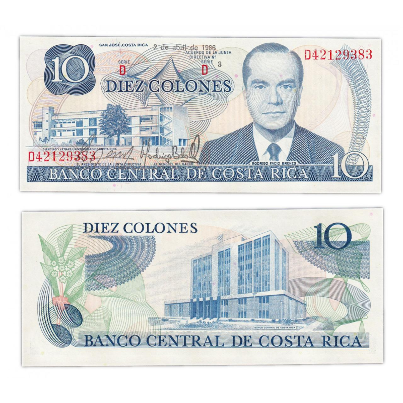 Коста Ріка/Costa Rica 10 colones1986 Pick UNC