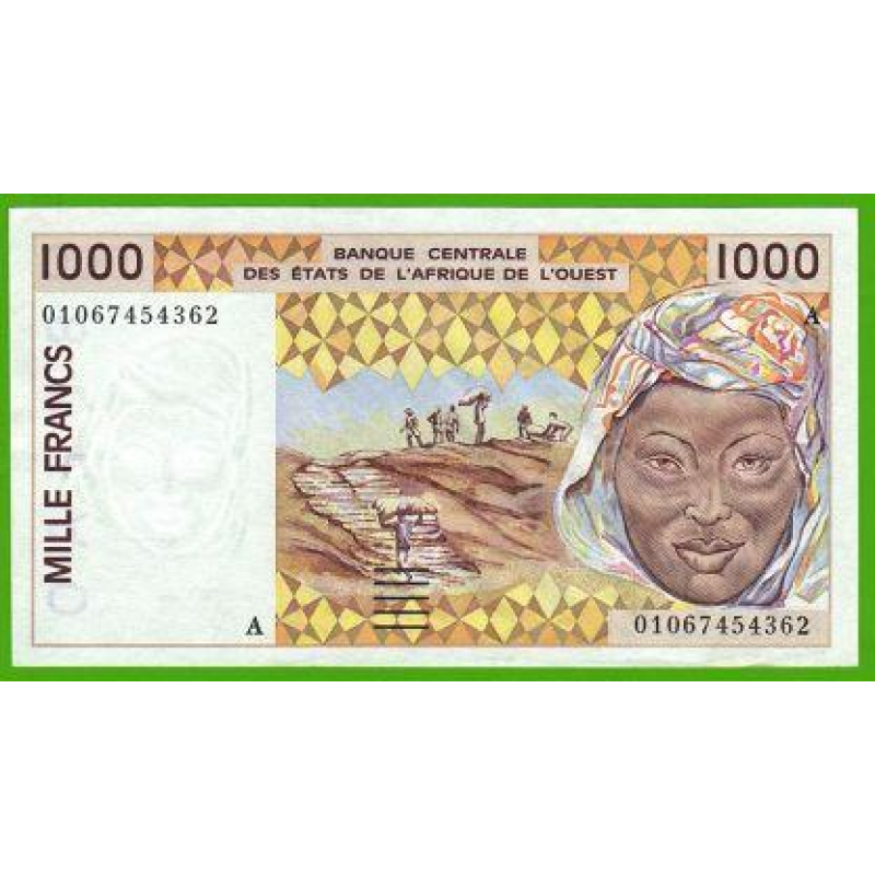 Центральна Африка 1000 франків 1999 рік (А - Кот-Д“івуар) UNC Центральна Африка 1000 франків 1999 рік (А - Кот-Д“івуар) UNC