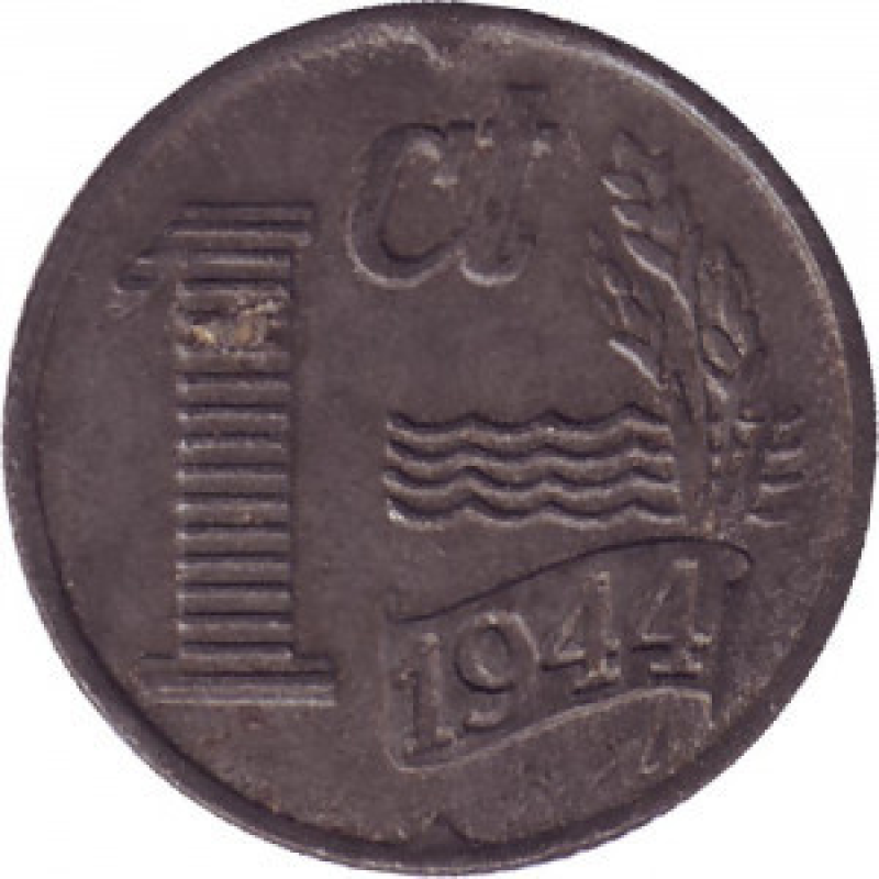 Монета 1 цент. 1944 рік, Нідерланди. (Цинк) Монета 1 цент. 1944 рік, Нідерланди. (Цинк)