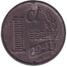 Монета 1 цент. 1941 рік, Нідерланди. (Цинк)