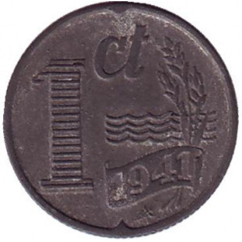 Монета 1 цент. 1941 рік, Нідерланди. (Цинк) Монета 1 цент. 1941 рік, Нідерланди. (Цинк)