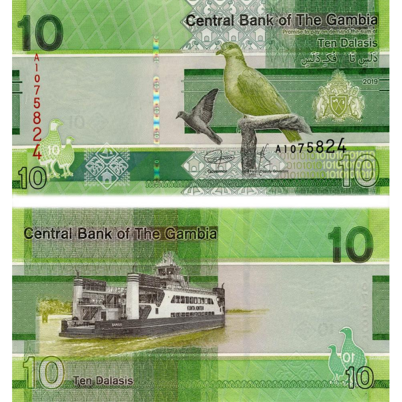 Гамбія 10 даласи 2019 UNC Гамбія 10 даласи 2019 UNC