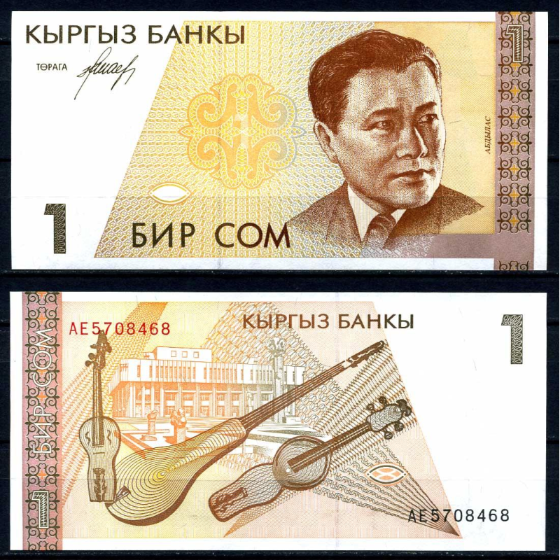 Kyrgyzstan Киргизія - 1 Som 1994 UNC P. 7