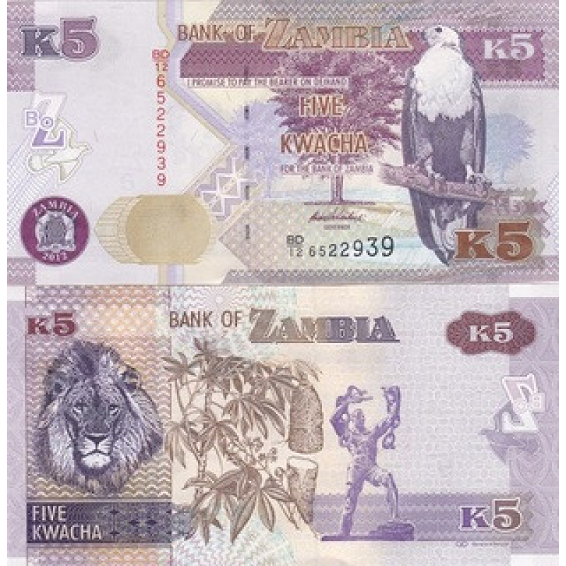 Zambia Замбія - 5 Kwacha 2012 UNC Pick 50a Zambia Замбія - 5 Kwacha 2012 UNC Pick 50a