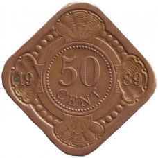 Монета у 50 центів. 1989 рік, Нідерландські Антильські острови.