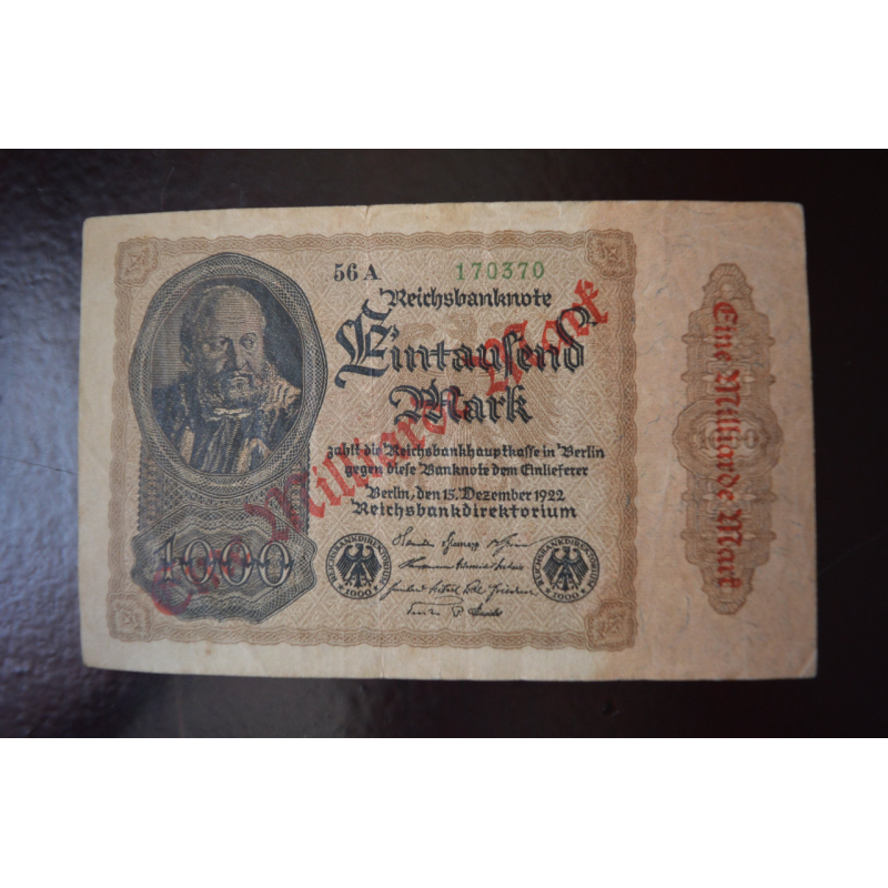 1000 Марок Німеччина 1 Мільярд Марок 1922 р 1000 Марок Німеччина 1 Мільярд Марок 1922 р