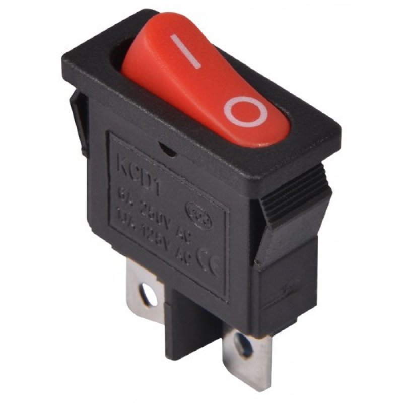 Перемикач KCD1-101-12, ON-OFF, 6А (2pin), 250V, червоний