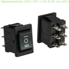 Перемикач KCD1-203-1 (MRS-203), 6pin, 6A,250V; чорний