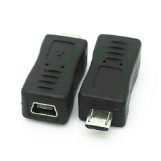 Перехідник штекер mini USB - гніздо мікро-USB, пластик