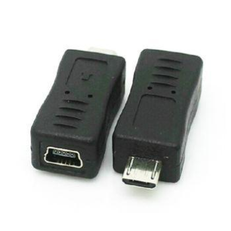 Перехідник штекер mini USB - гніздо мікро-USB, пластик