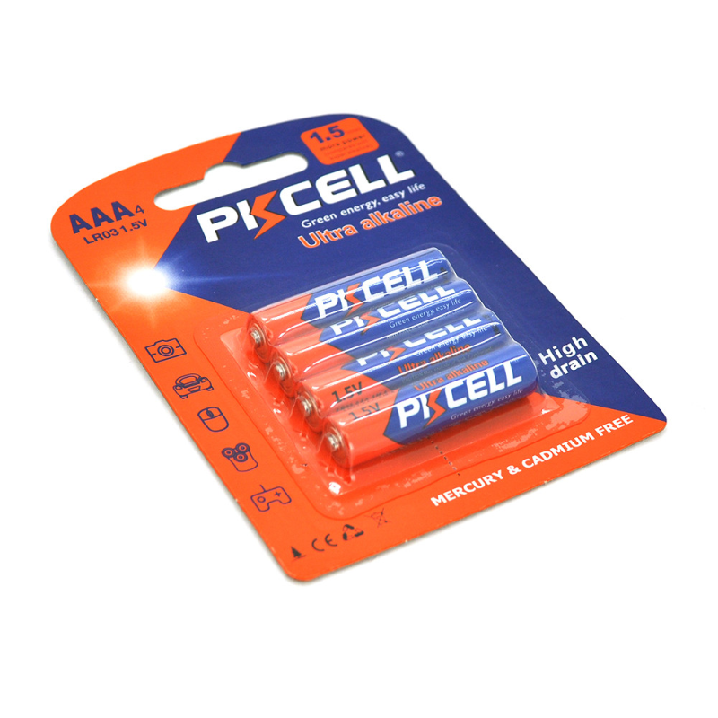 Лужна Батарейка PKCELL 1.5 V AAA/LR03, 4 штуки у блістері, Q12