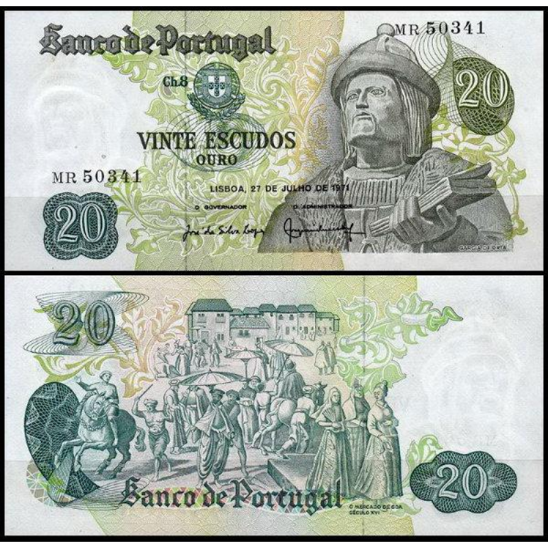 Португалія Portugal 20 escudos 1971 Pick 173 UNC Португалія Portugal 20 escudos 1971 Pick 173 UNC
