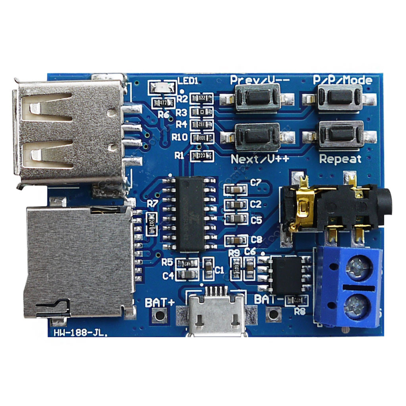 USB MicroSD TF MP3 модуль програвач 3.7-5.5В USB MicroSD TF MP3 модуль програвач 3.7-5.5В