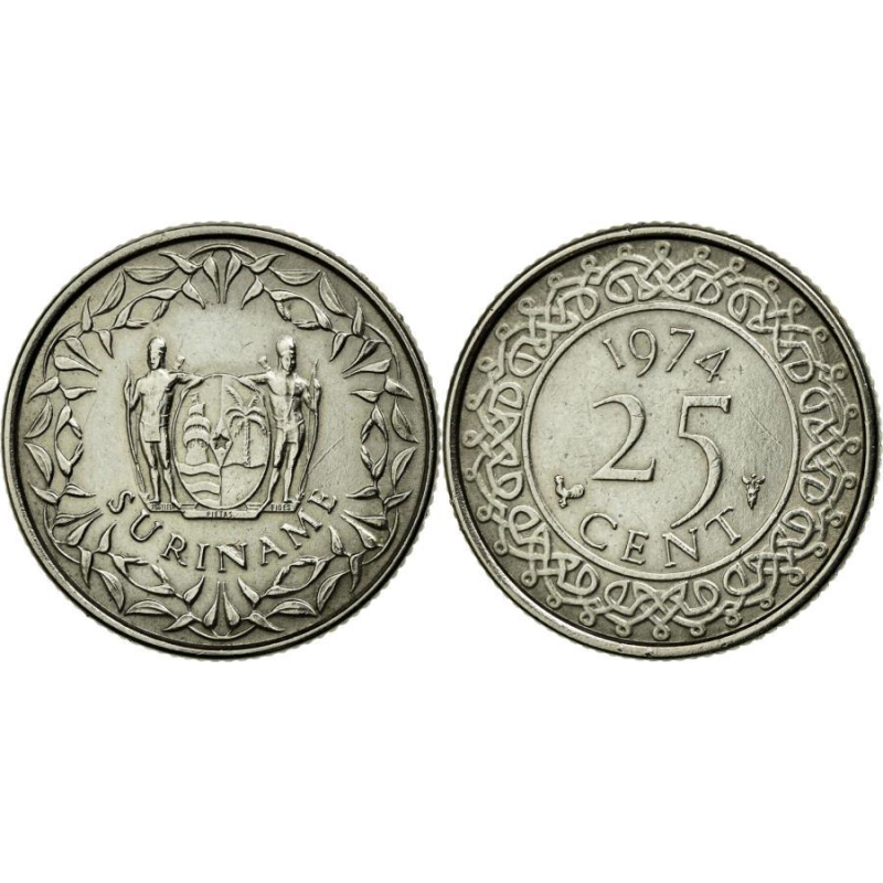 Сурінам 25 центів 1974 р (АВ) Сурінам 25 центів 1974 р (АВ)