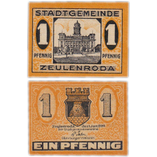 НІМЕЧЧИНА. ZEULENRODA. 1 пфеніг 1920р. UNC