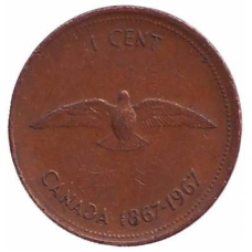 Монета 1 цент. 1967 рік, Канада. 100-річчя конфедерації Канади. (АТ)