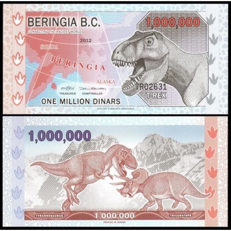 Beringia Берингия - 1000000 Dinars 2012 UNC Beringia Берингия - 1000000 Dinars 2012 UNC