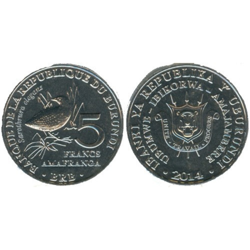 Burundi Бурунді — 5 Francs 2014 UNC птиця Burundi Бурунді — 5 Francs 2014 UNC птиця