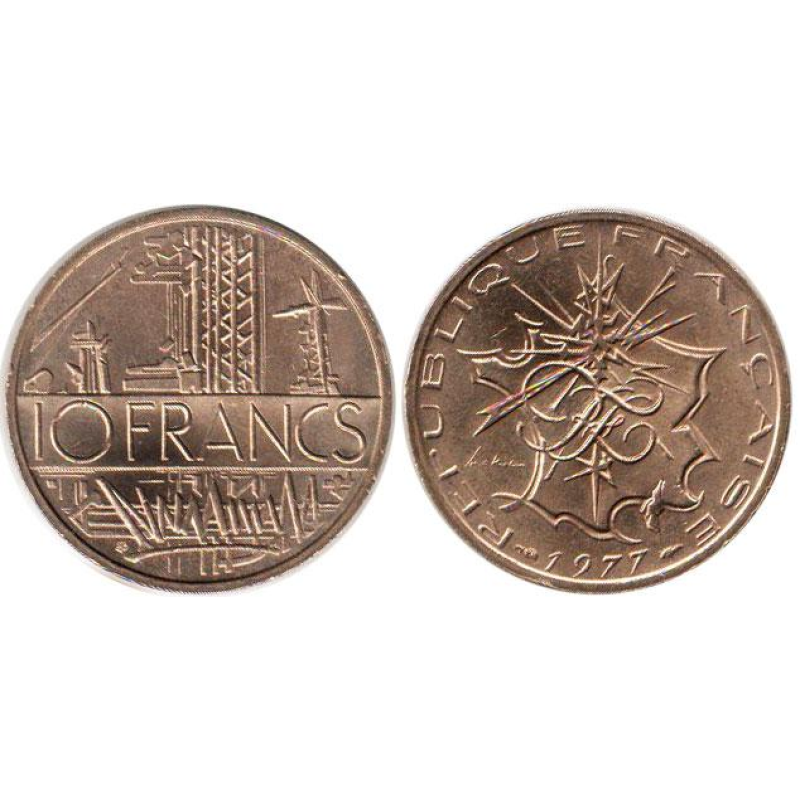 Франція 10 Фросів (1974-1987 рік)вільні лінії електропередач/Стилізована карта
