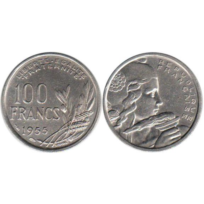 Франція 100ознавців (1954-1958 рік) мідно-нікелевий сплав Франція 100ознавців (1954-1958 рік) мідно-нікелевий сплав