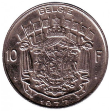 Монета 10 франков. 1977 год, Бельгия. (Belgie)