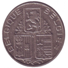 Монета 5 франков. 1938 год, Бельгия. (Belgique-Belgie)