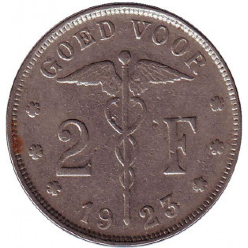 Монета 2озна. 1923 рік, Бельгія. (Belgie). Монета 2озна. 1923 рік, Бельгія. (Belgie).