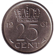 Монета 25 млн. 1961 рік, Нідерланди.