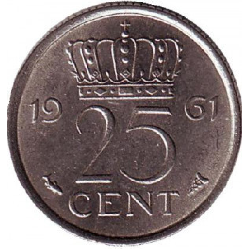 Монета 25 млн. 1961 рік, Нідерланди. Монета 25 млн. 1961 рік, Нідерланди.