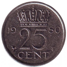 Нідерландські Антіли 25 центів 1990 рік
