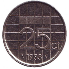 Монета 25 млн. 1983 рік, Нідерланди.
