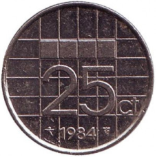 Монета 25 млн. 1984 рік, Нідерланди.