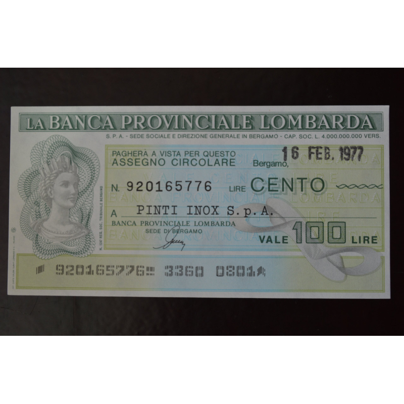 Чек. Італія 100 Лір 1977год (ЧК-1) ЛОТ 6 Чек. Італія 100 Лір 1977год (ЧК-1) ЛОТ 6