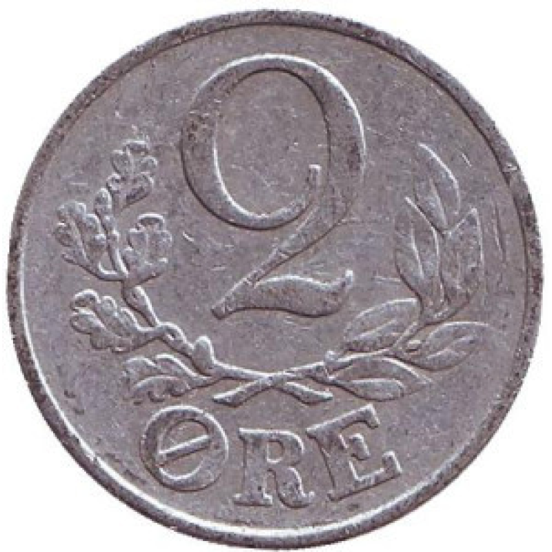 Монета 2-ре. 1941 рік, Данія. (В) Монета 2-ре. 1941 рік, Данія. (В)