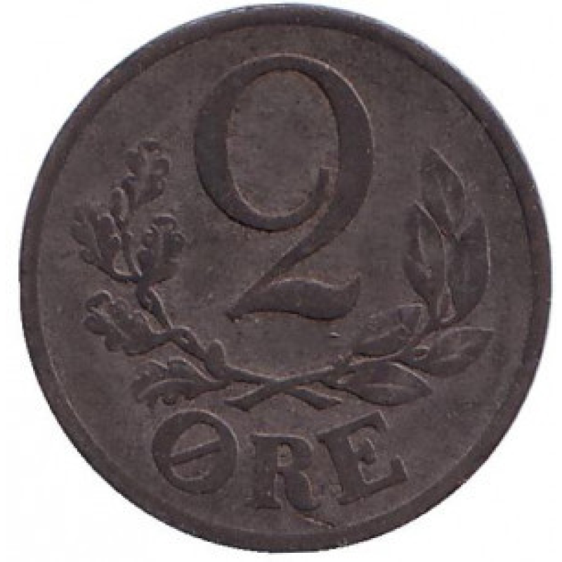 Монета 2-ре. 1942-1947 рік, Данія. (В) Монета 2-ре. 1942-1947 рік, Данія. (В)