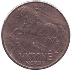 Кінь. Монета 1 крона. 1958-73 рік, Норвегія. (БД)