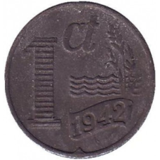 Монета 1 цент. 1942 рік, Нідерланди.