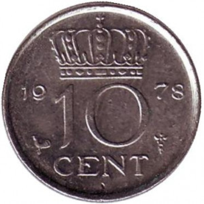 Монета 10 центів. 1978 рік, Нідерланди. Монета 10 центів. 1978 рік, Нідерланди.