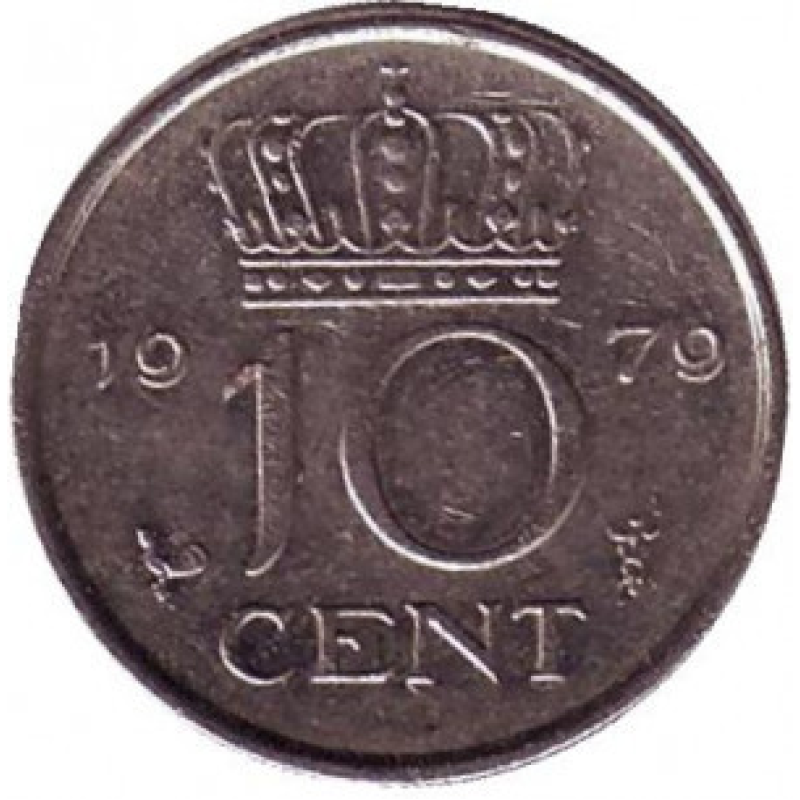 Монета 10 центів. 1979 рік, Нідерланди. Монета 10 центів. 1979 рік, Нідерланди.